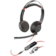 Poly Blackwire 5200 Series USB Wired Headset – Stereo or Mono, USB‑C/A + 3.5mm, Noise‑Cancelling Mic, Dynamic EQ, UC Certified