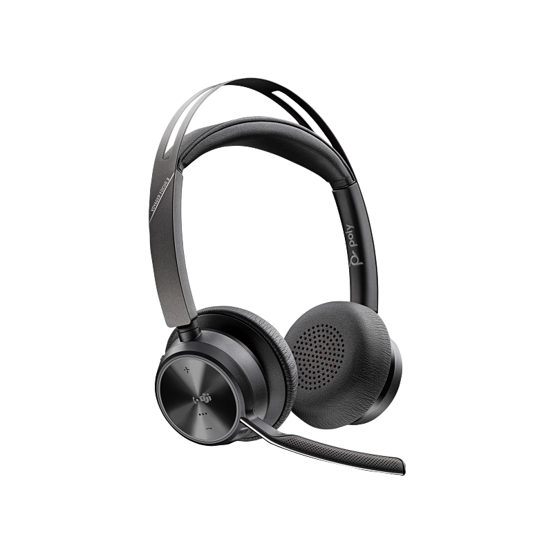 Poly Voyager Focus 2 USB-C Headset Bundle, with USB-C/A Adapter & Charging Stand