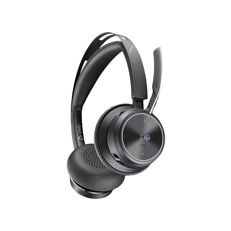 Poly Voyager Focus 2 USB-C Headset Bundle, with USB-C/A Adapter & Charging Stand