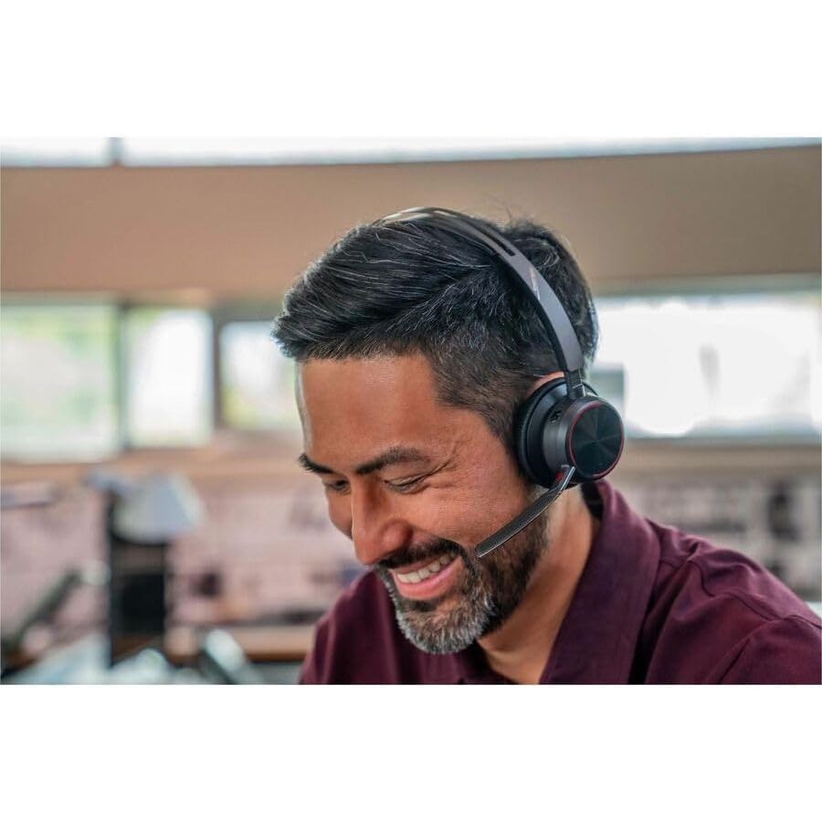 Poly Voyager Focus 2 USB-C Headset Bundle, with USB-C/A Adapter & Charging Stand