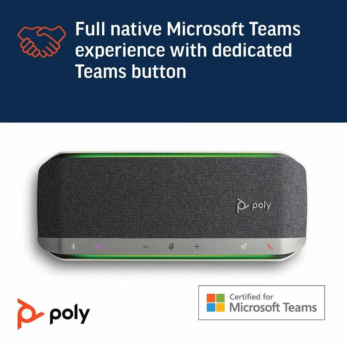 Poly Sync 40 USB Speakerphone, USB-A & USB-C Connectivity, Full-Duplex Audio, Noise-Reducing Mics, Touch Controls, PC/Mac Conferencing