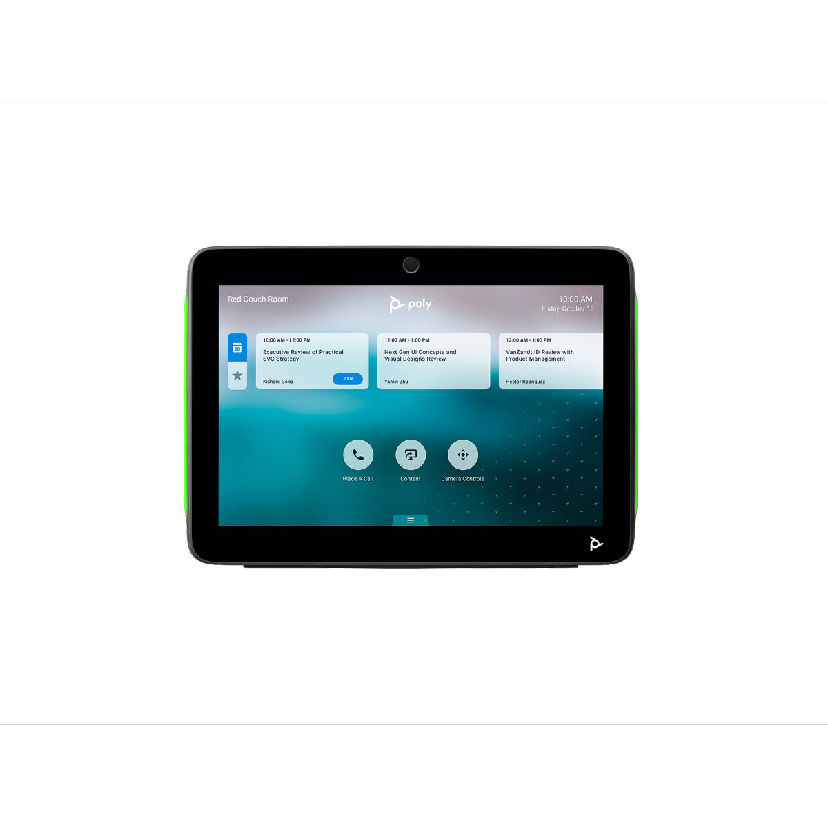 Poly TC10 Touch Controller, 10.1″ PoE Room Panel, 16:10 WXGA, Zoom & Teams Certified, Wall/Glass/Table Mount, LED Status, RJ-45