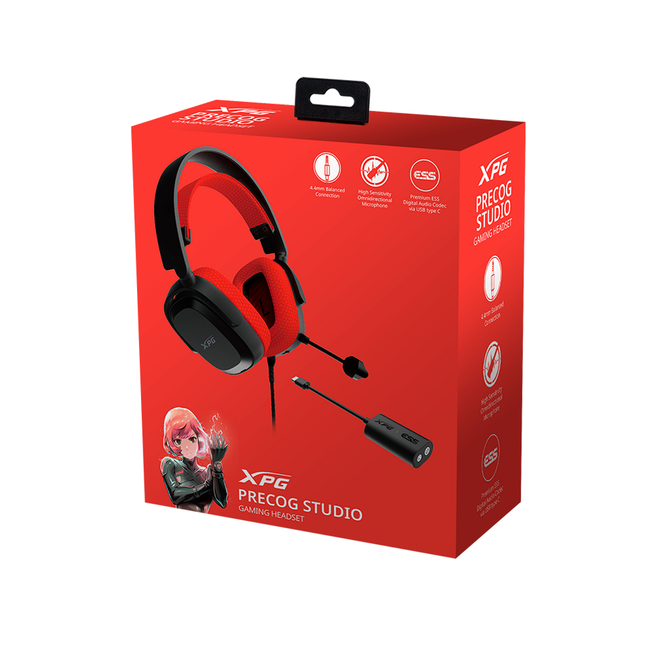 XPG Precog Studio 100-8000Hz Mic 4.4mm Audio Jack Mute Switch Volume Control Mic Jack USB c to A Adapter USB-C DAC