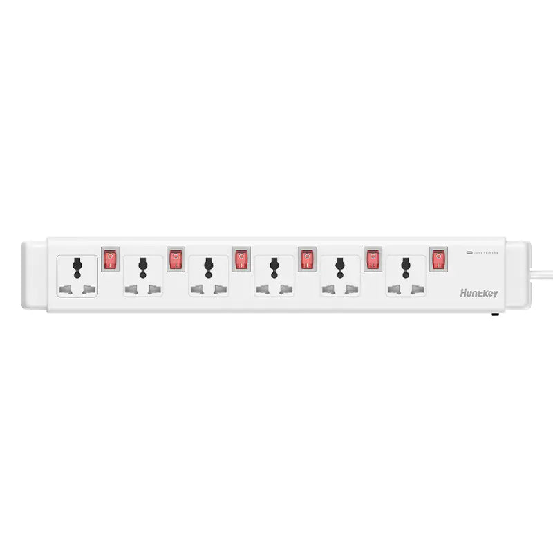 Huntkey SZC604 6-Outlet Power Strip with Independent Switches, Surge & Overload Protection, Flame Retardant Material (5m)