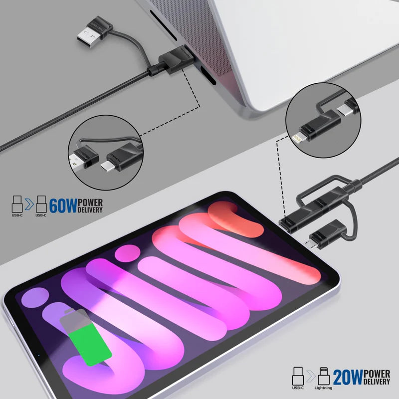 Promate PentaPower 6-in-1 Hybrid Multi-Connector cable for Charging & Data Transfer