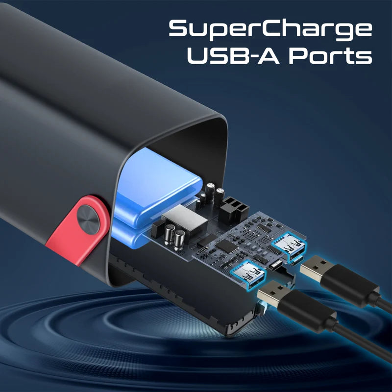 Promate PowerMine-80 80,000 mAh 65W Power Bank Station – PD 3.0, QC 3.0, 4-Way Recharge, LED Torch, Rugged Design