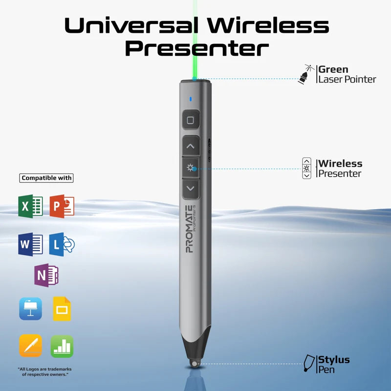 Promate ProPointer-S Universal Intuitive Wireless Presenter with Stylus Pen