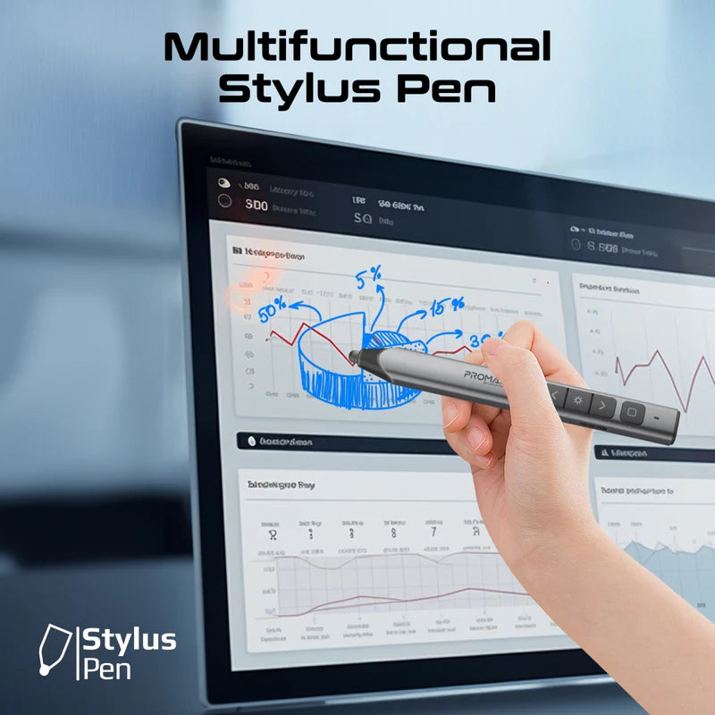 Promate ProPointer-S Universal Intuitive Wireless Presenter with Stylus Pen