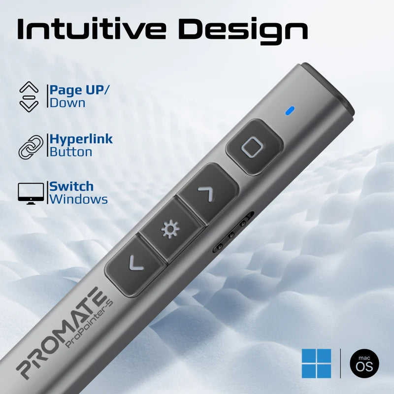 Promate ProPointer-S Universal Intuitive Wireless Presenter with Stylus Pen