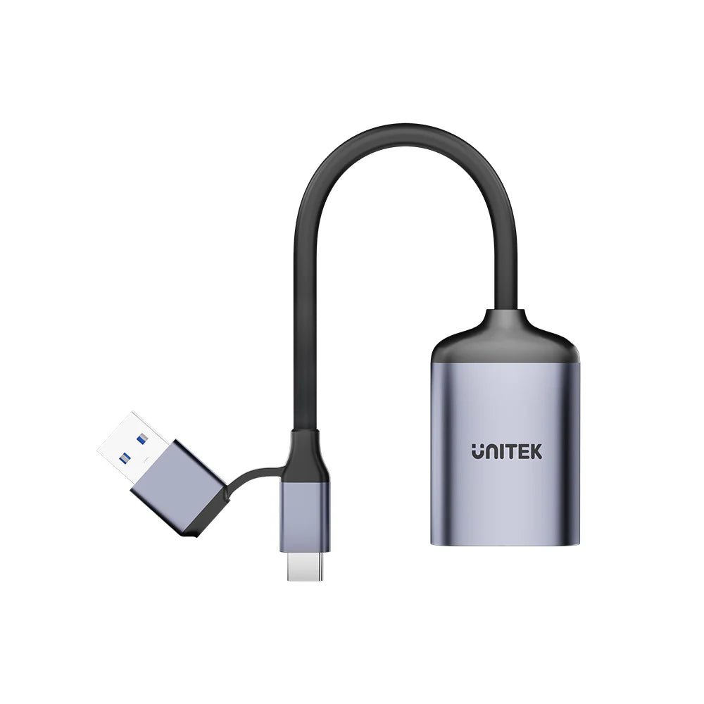 Unitek 2-in-1 USB-C/A SD4.0 Card Reader – UHS-II 312MB/s - Dual SD & MicroSD Slots - Plug & Play - Aluminum Alloy - Compatible with USB-C & USB-A Devices