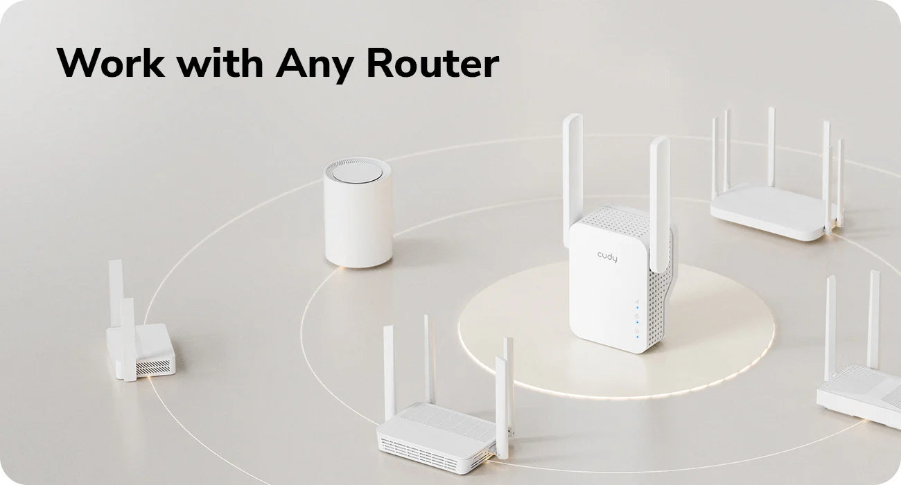 Cudy RE300 N300 Wi-Fi Range Extender, 300Mbps Wireless Repeater, 2×2 MIMO, 2 Fixed Antennas, Fast Ethernet LAN Port, WPS Button, Plug-in Design