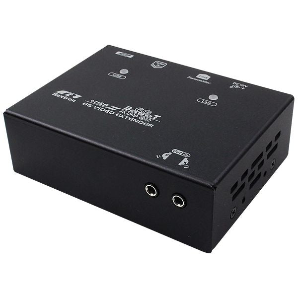 Rextron EVBMU-M6119 موسع HDMI و USB بتقنية HDBaseT بدقة 4K عبر Cat6، بطول 100 متر، مع IR ثنائي الاتجاه، وHDCP 2.2، ودعم KVM