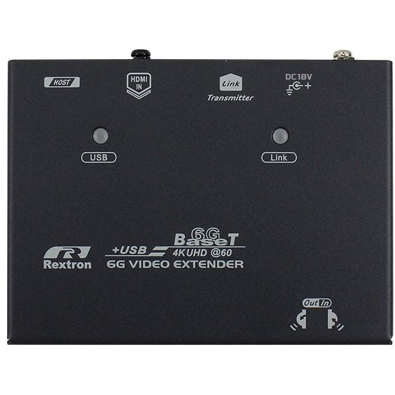 Rextron EVBMU-M6119 موسع HDMI و USB بتقنية HDBaseT بدقة 4K عبر Cat6، بطول 100 متر، مع IR ثنائي الاتجاه، وHDCP 2.2، ودعم KVM