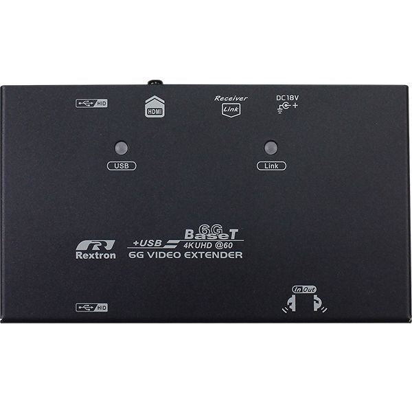 Rextron EVBMU-M6119 موسع HDMI و USB بتقنية HDBaseT بدقة 4K عبر Cat6، بطول 100 متر، مع IR ثنائي الاتجاه، وHDCP 2.2، ودعم KVM
