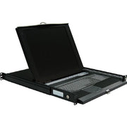 درج كونسول Rextron HKNE-10 بشاشة LCD مقاس 19 بوصة، كونسول KVM للتركيب على رف 1U مع لوحة مفاتيح ولوحة لمس وإضاءة خلفية LED