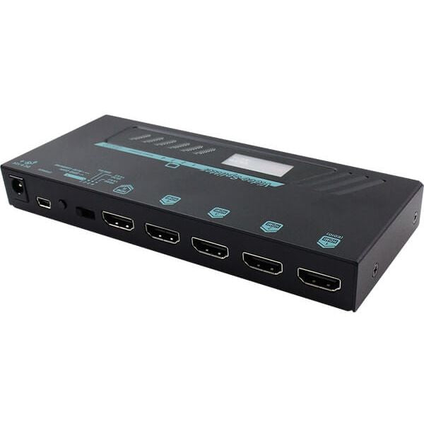 مقسم HDMI من ريكسترون VKSM-6G14 رباعي المنافذ بدقة 4K، وHDMI 2.0 1x4، و4K@60Hz 4:4:4، وEDID، وHDCP 2.2، وهيكل معدني