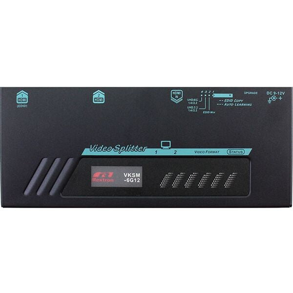 Rextron VKSM-6G12 2-Port 4K HDMI Splitter, 1x2 HDMI 2.0, 4K@60Hz 4:4:4, HDCP 2.2, EDID Management, Plug & Play