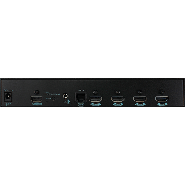 مفتاح ريكسترون VKSM-S6G41 بمنفذ HDMI 2.0 بدقة 4K من 4 منافذ، مبدل HDMI 4x1، بدقة 4K عند 60 هرتز 4:4:4، مخرج صوت، RS232، IR، HDCP 2.2
