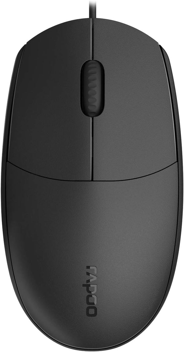 Rapoo N100 Wired Mouse, Black 3-Button USB Wired Computer Mouse for Mac PC