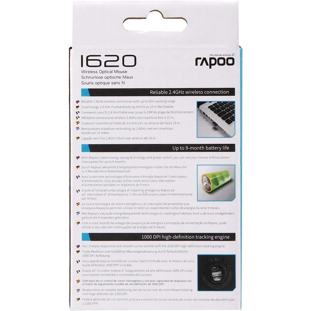 رابو ماوس بصري لاسلكي 1620 - أسود