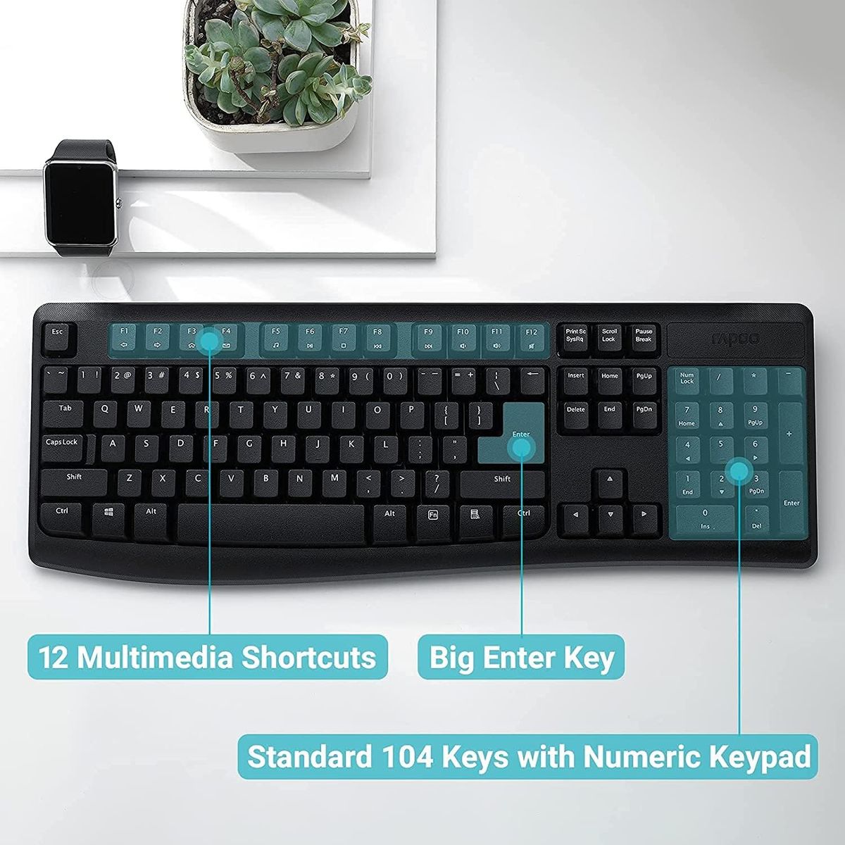Rapoo X1800 Pro Wireless Keyboard and Mouse Combo - Arabic/English