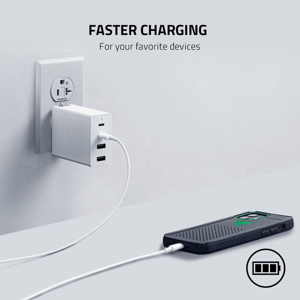 Razer USB-C 130W GaN Charger – 2x USB-C & 2x USB-A Ports, Compact Desi