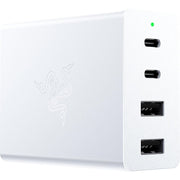 Razer USB-C 130W GaN Charger – 2x USB-C & 2x USB-A Ports, Compact Design, Travel-Ready with Swappable Plugs, Fast Charging