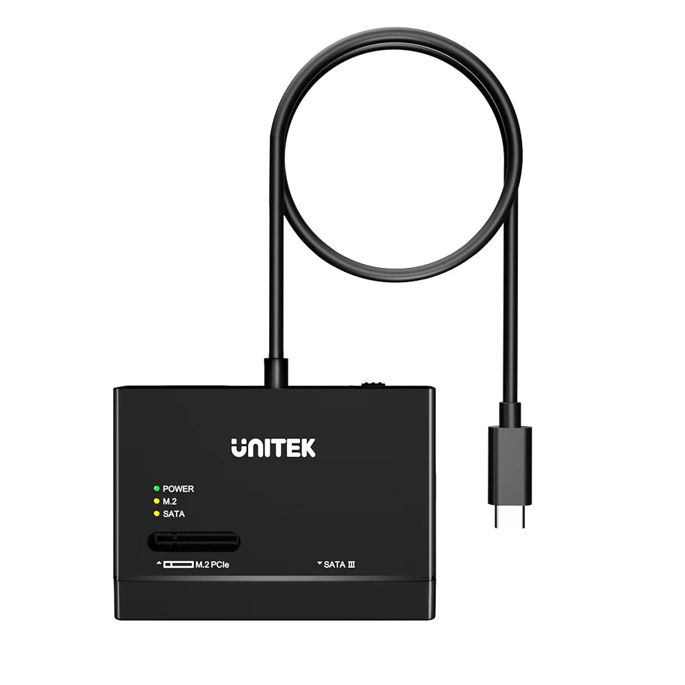 Unitek NVMe M.2 SSD Enclosure Adapter – USB-C 10 Gbps (UASP), Tool-Free NVMe & SATA Support, Hot-Swappable