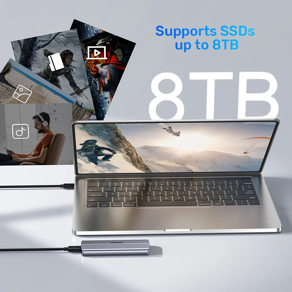 Unitek M.2 PCIe NVMe SSD Enclosure – USB-C 3.1 Gen 2 - 10Gbps Transfer Speed - Supports M-Key & B&M-Key SSDs (2230/2242/2260/2280) - Aluminum Alloy