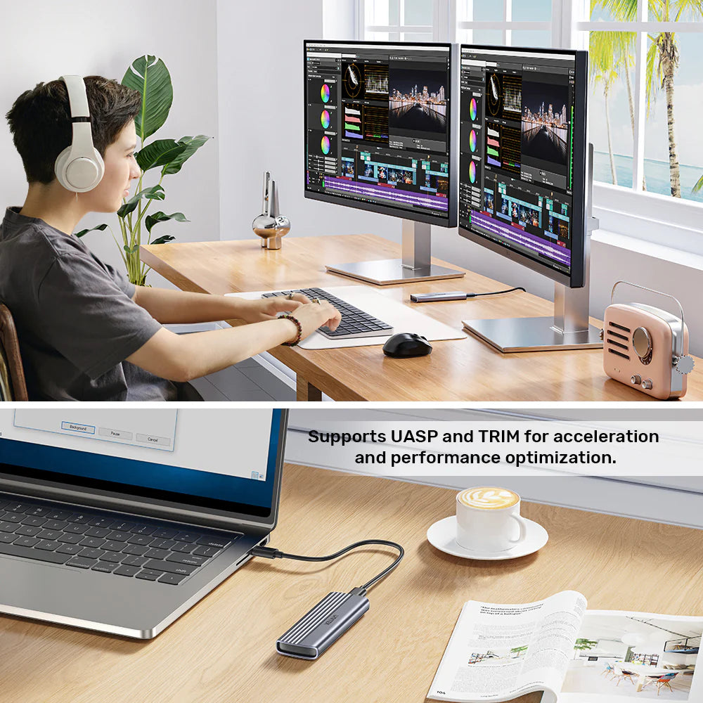 Unitek M.2 PCIe NVMe SSD Enclosure – USB-C 3.1 Gen 2 - 10Gbps Transfer Speed - Supports M-Key & B&M-Key SSDs (2230/2242/2260/2280) - Aluminum Alloy
