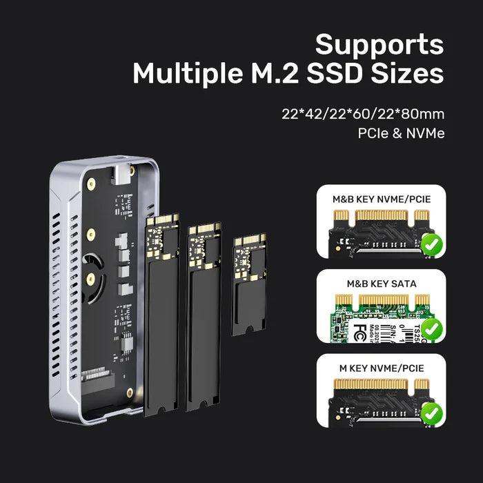علبة وحدة تخزين M.2 SSD من UNITEK بسرعة 40 جيجابت في الثانية USB4 — علبة خارجية عالية السرعة لوحدة تخزين NVMe مع منفذ USB-C، تصميم تبريد من الألمنيوم، تركيب بدون أدوات