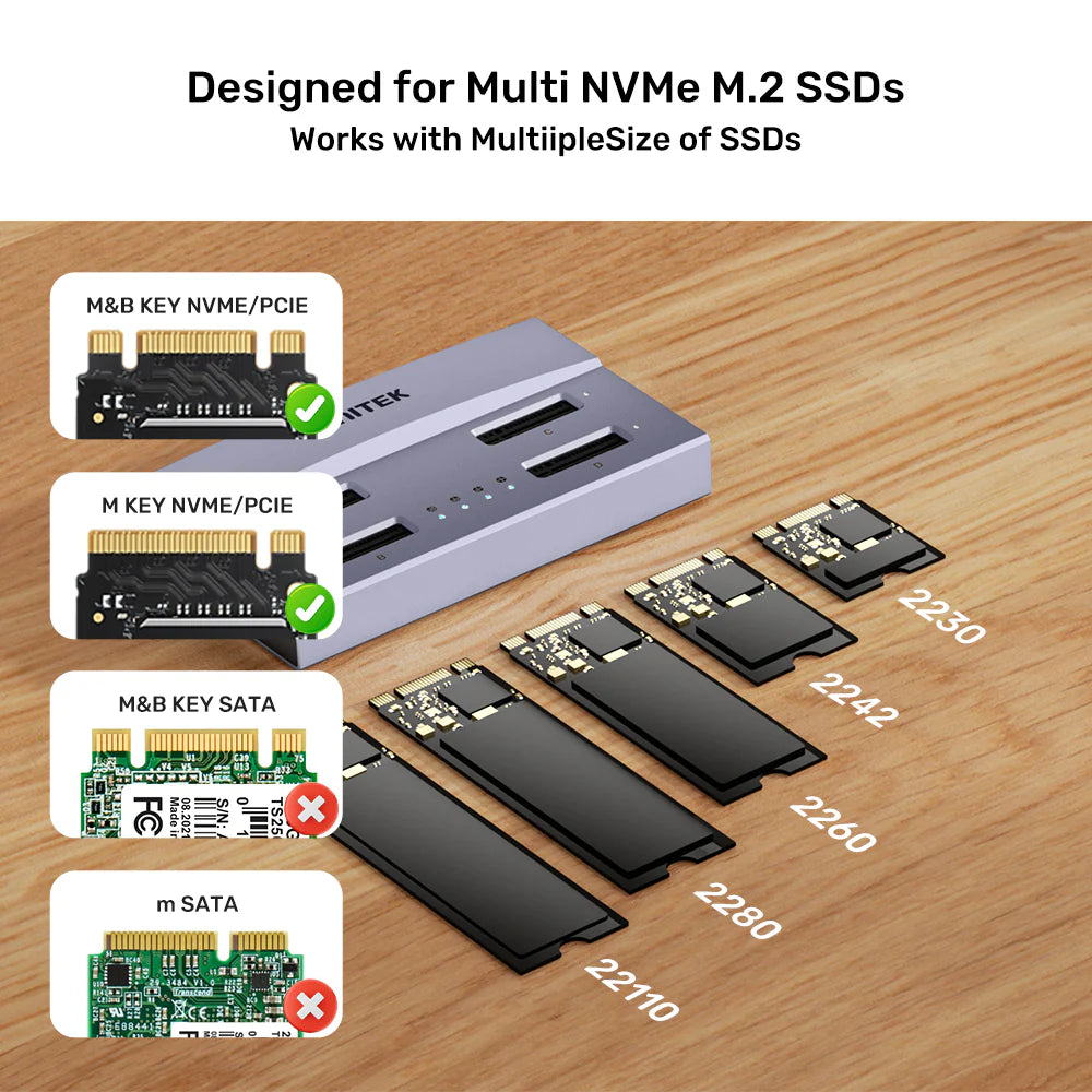 Unitek USB4 4-Bay M.2 SSD Docking Station – 40 Gbps USB4/Thunderbolt3, 1-to-3 Offline Clone, Aluminum, 32 TB Support