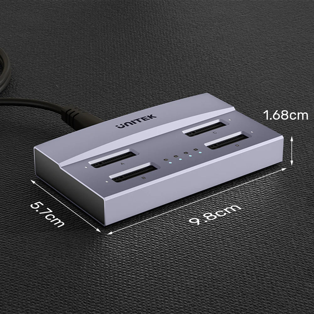 Unitek USB4 4-Bay M.2 SSD Docking Station – 40 Gbps USB4/Thunderbolt3, 1-to-3 Offline Clone, Aluminum, 32 TB Support