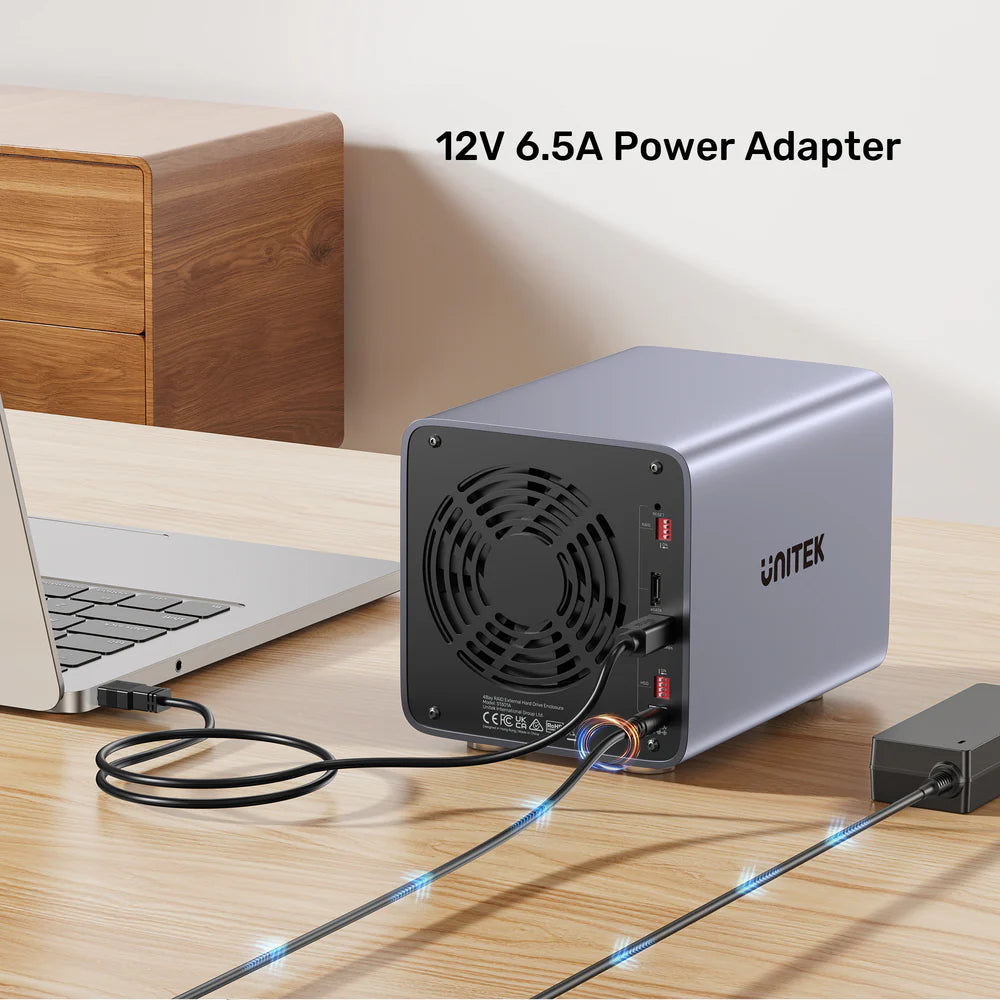 Unitek 4-Bay RAID External Hard Drive Enclosure – USB 3.0 (5 Gbps) & eSATA Support, 8 RAID Modes, Aluminum, 80 TB, Cooling Fan