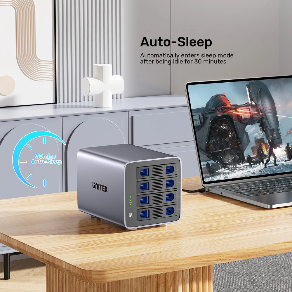 Unitek 4-Bay RAID External Hard Drive Enclosure – USB 3.0 (5 Gbps) & eSATA Support, 8 RAID Modes, Aluminum, 80 TB, Cooling Fan