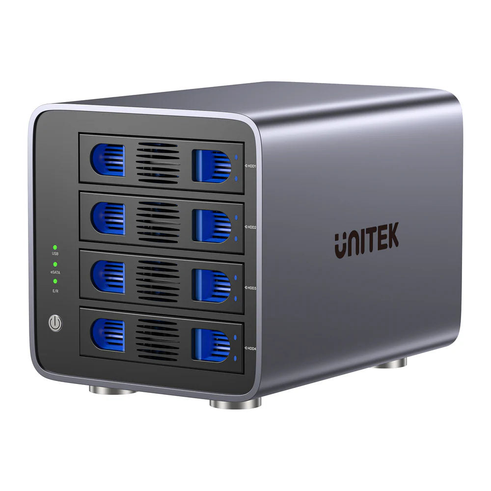 Unitek 4-Bay RAID External Hard Drive Enclosure – USB 3.0 (5 Gbps) & eSATA Support, 8 RAID Modes, Aluminum, 80 TB, Cooling Fan