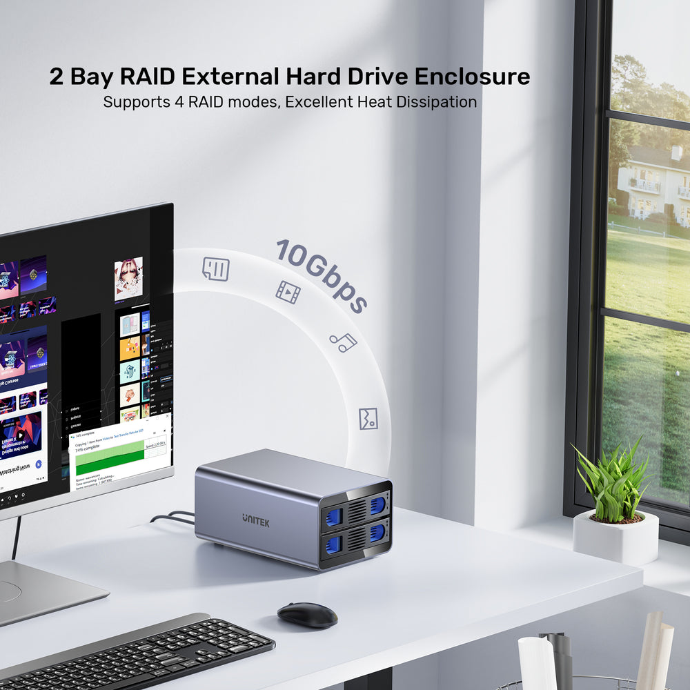 Unitek 2 Bay USB-C RAID External Hard Drive Enclosure