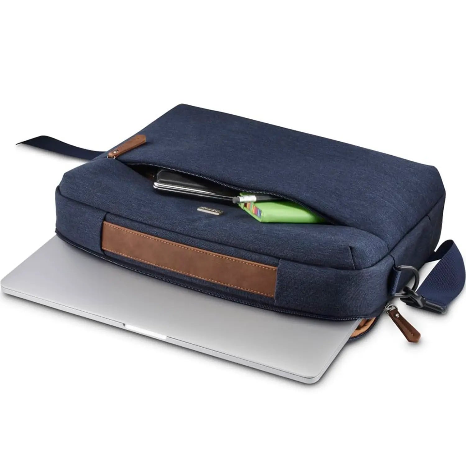 Hama Casual Laptop Bag for 14.1" Laptop , Padded Notebook & Tablet Compartments , Water-Resistant , Organizer Pocket , Adjustable Shoulder Strap , Blue