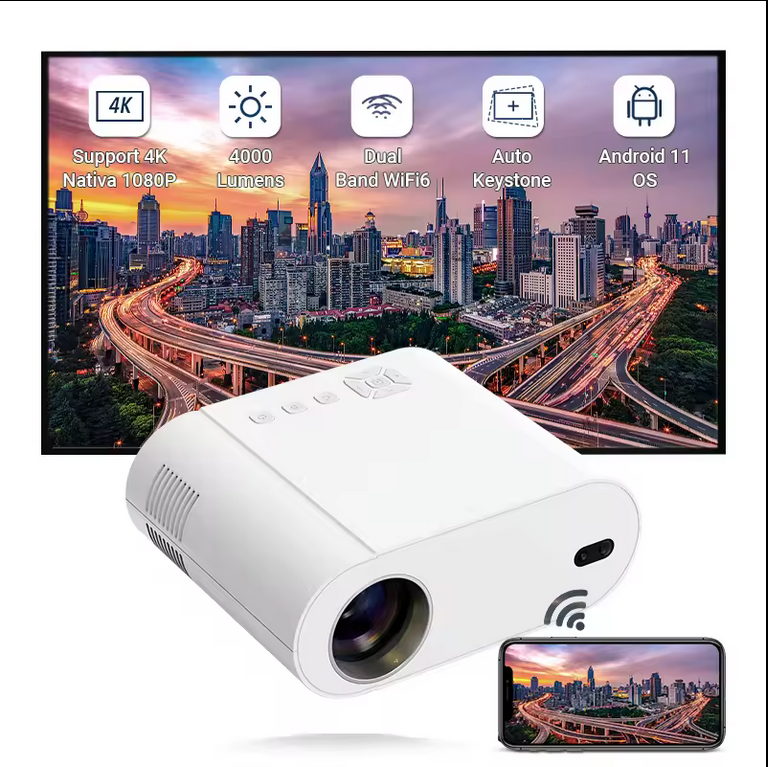 HOTACK L007 LCD 400 ANSI Android smart projector 11.0 Wifi Bluetooth HDMI USB AV autofocus