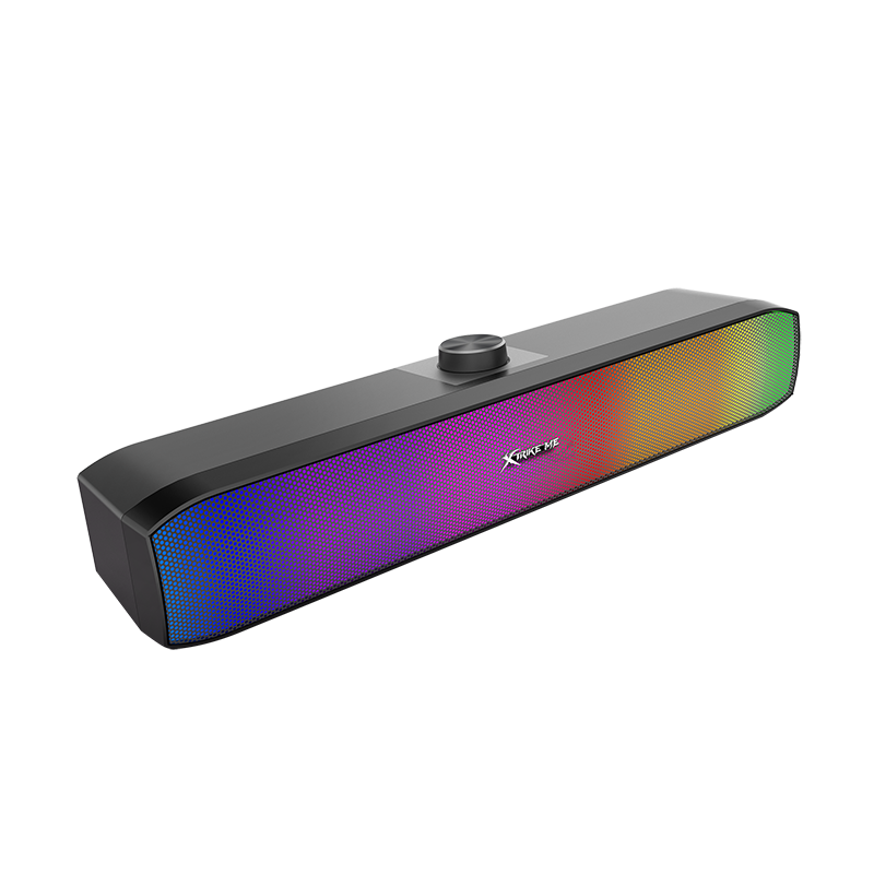 XTRIKE ME SK-605 Soundbar RGB Gaming Speaker USB2.0 Stereo sound bar – RGB Luminous -Volume Knob control – Wired USB Powered +3.5mm,for PC and Laptop, Home theatre | Black