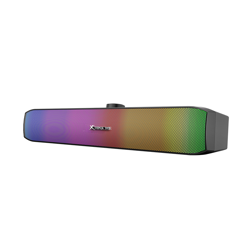 XTRIKE ME SK-605 Soundbar RGB Gaming Speaker USB2.0 Stereo sound bar – RGB Luminous -Volume Knob control – Wired USB Powered +3.5mm,for PC and Laptop, Home theatre | Black