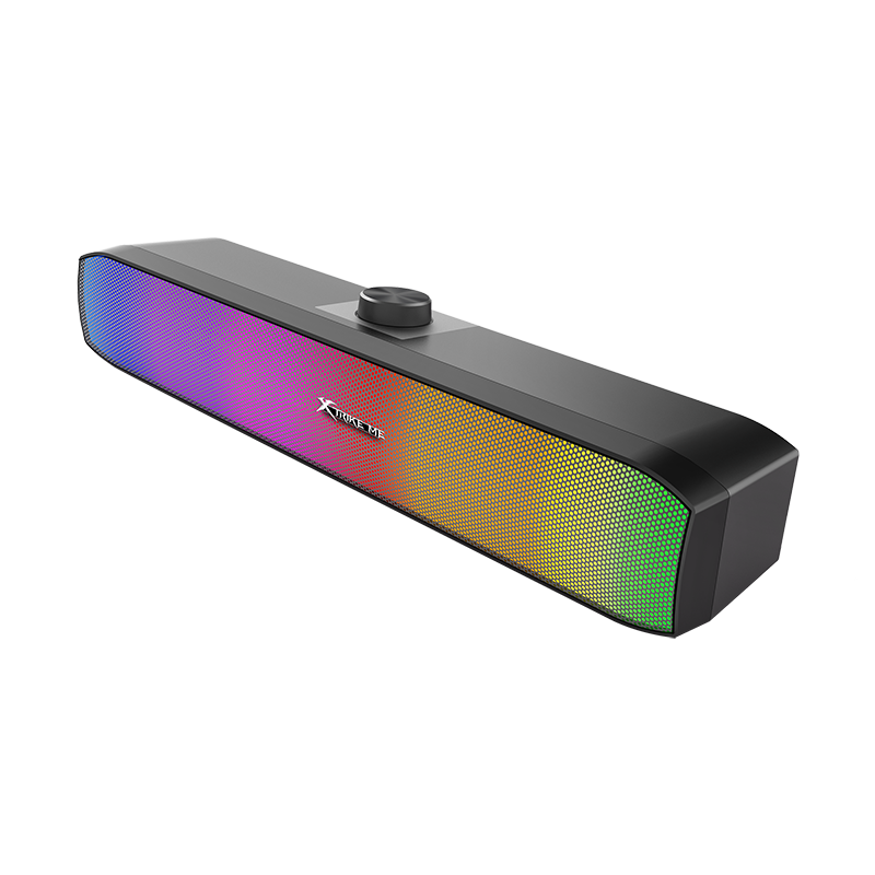 XTRIKE ME SK-605 Soundbar RGB Gaming Speaker USB2.0 Stereo sound bar – RGB Luminous -Volume Knob control – Wired USB Powered +3.5mm,for PC and Laptop, Home theatre | Black