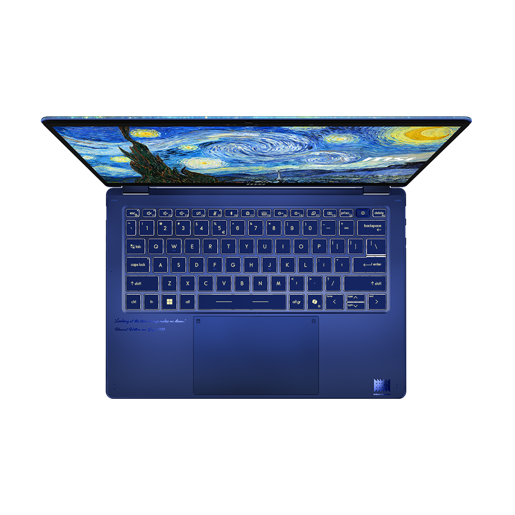MSI Prestige 14 Flip AI+ Starry Night - Van Gogh Edition Copilot+ PC - 14” FHD+ OLED 60Hz Touchscreen - Intel Core Ultra X9 378H - 32GB RAM - 1TB SSD - Shared - WIN 11
