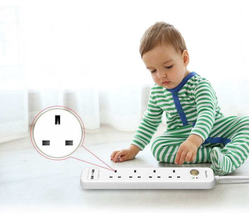 Huntkey Suc-507 Power Strip Surge Protector With 4 Outlets And 2 Usb Ports