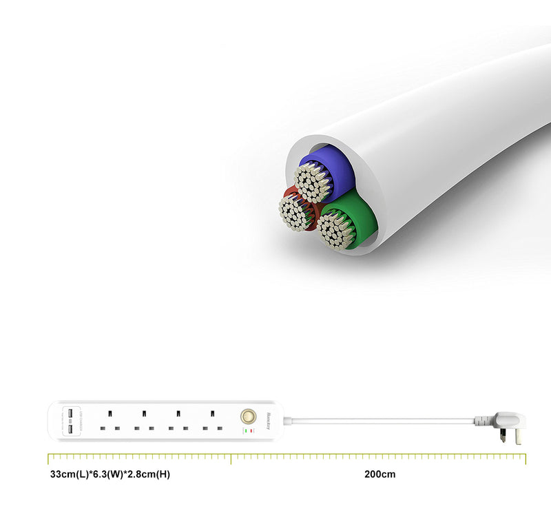 Huntkey Suc-507 Power Strip Surge Protector With 4 Outlets And 2 Usb Ports