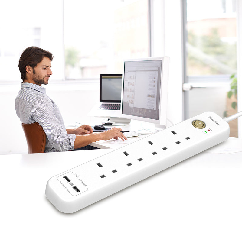 Huntkey Suc-507 Power Strip Surge Protector With 4 Outlets And 2 Usb Ports