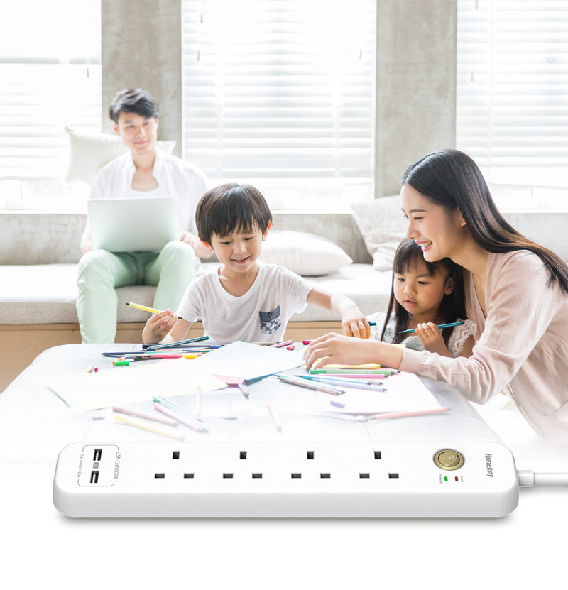 Huntkey Suc-507 Power Strip Surge Protector With 4 Outlets And 2 Usb Ports