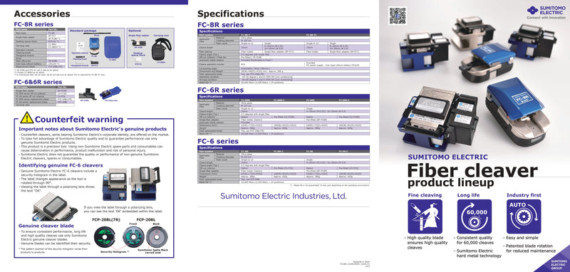 Sumitomo Electric FC-6S High Precision Fiber Cleaver | Single & Ribbon Fiber | Auto or Fixed Blade Rotation | Carrying Case & Accessories Included