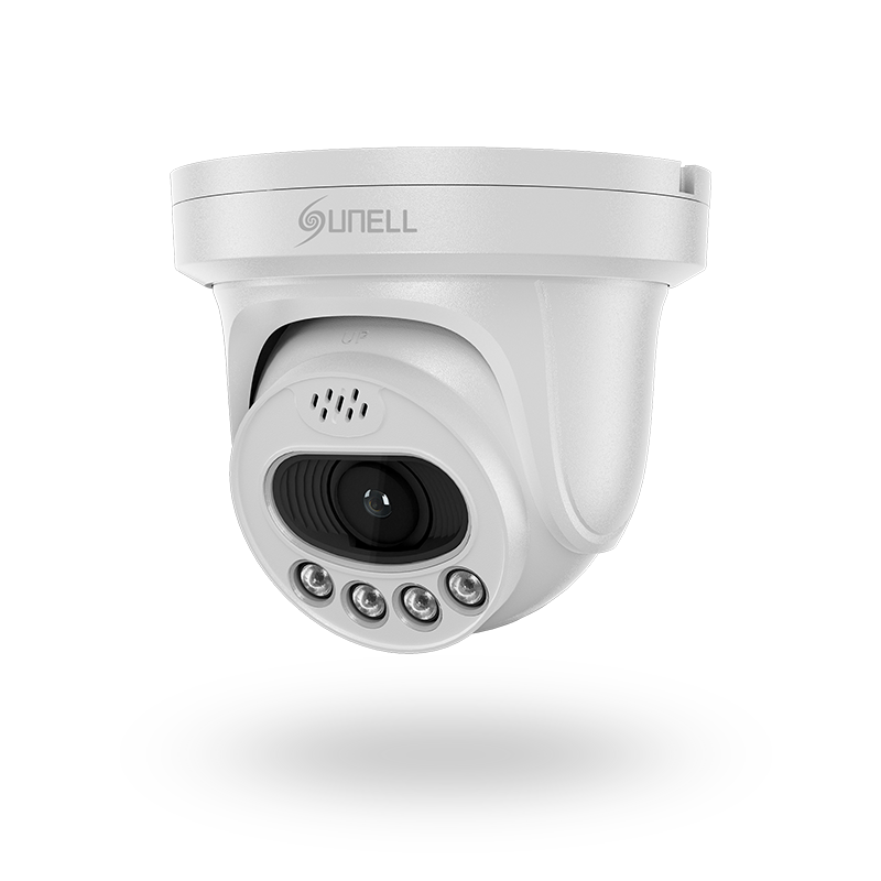 كاميرا IP كاملة الألوان SUNELL 8MP Dome Eyeball، عدسة 2.8 مم، ضوء دافئ 30 مترًا، صوت/إنذار I/O، كشف ذكي، فتحة SD، IP66