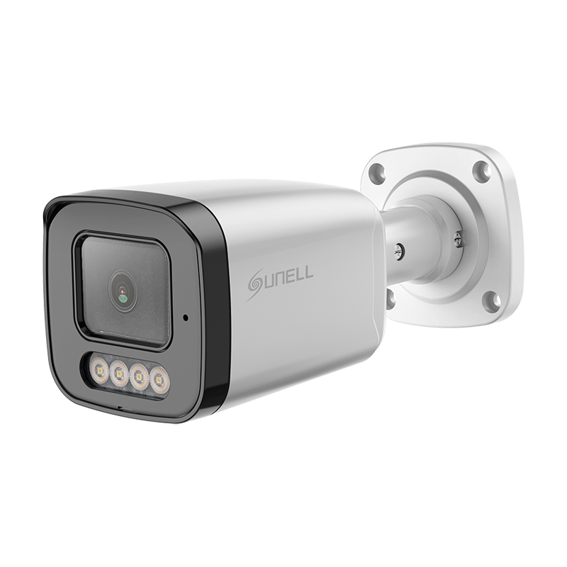 كاميرا IP ذكية ثنائية الإضاءة Sunell بدقة 5 ميجابكسل، 2.8 مم، باور عبر الإيثرنت، H.265، كشف بالذكاء الاصطناعي، ميكروفون ومكبر صوت، بُعد رؤية ليلي 30 متر، مقاومة للعوامل الخارجية